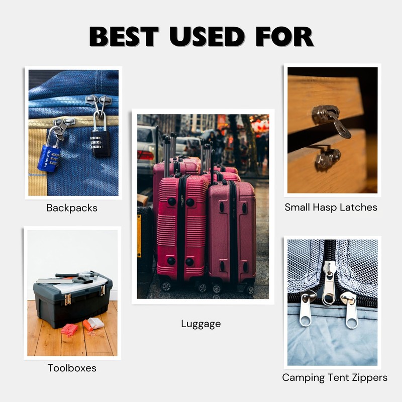 UP Security Small Combination Padlock, Travel Lock for Luggage, Suitcases,