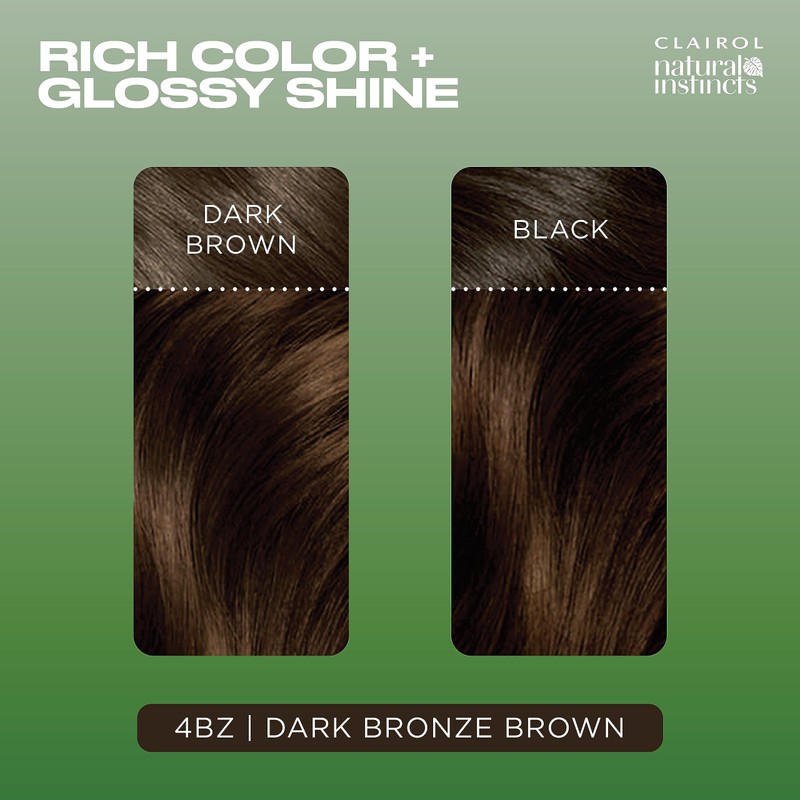 Clairol Natural Instincts Demi-Permanent Hair Dye, 4BZ Dark Bronze Brown