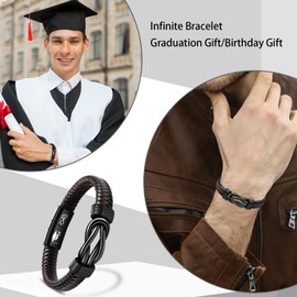 CheersLife Graduation Gifts for Him High School, College Graduation Gifts for Men Class of 2024 Leather Knot Bracelet, Graduation Gifts for Son Boyfriend Brother Grandson Friends Classmate (Brown)