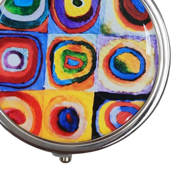 1 x Portable Round Metal Pill Box Mini Pill Organizer