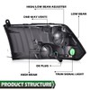 GRAND ORANGE Headlights Assembly Compatible with 2009-2012 Dodge Ram 1500