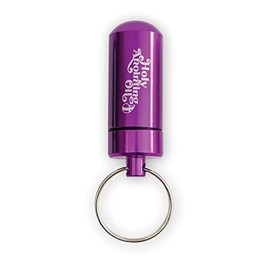 TREE OF LIFE REV. 22:14 Anointing Oil Container Keychain, Purple, 2mL Glass Bottle Inside Protective Metal Casing with Screw-Top Lid, 1/2 Dram Vials for Essential Oils, Holy Water, & Samples