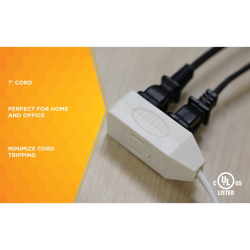 SlimLine 2236 Flat Plug Extension Cord, 2-Wire, 7-Foot, White