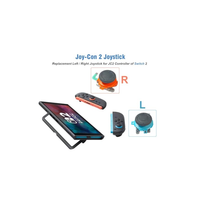 ElecGear 2個ジョイスティック交換用のSwitch 2 Joy-Con 2 コントローラー、アナログ左右コントロールスティック + 修理ツール付き
