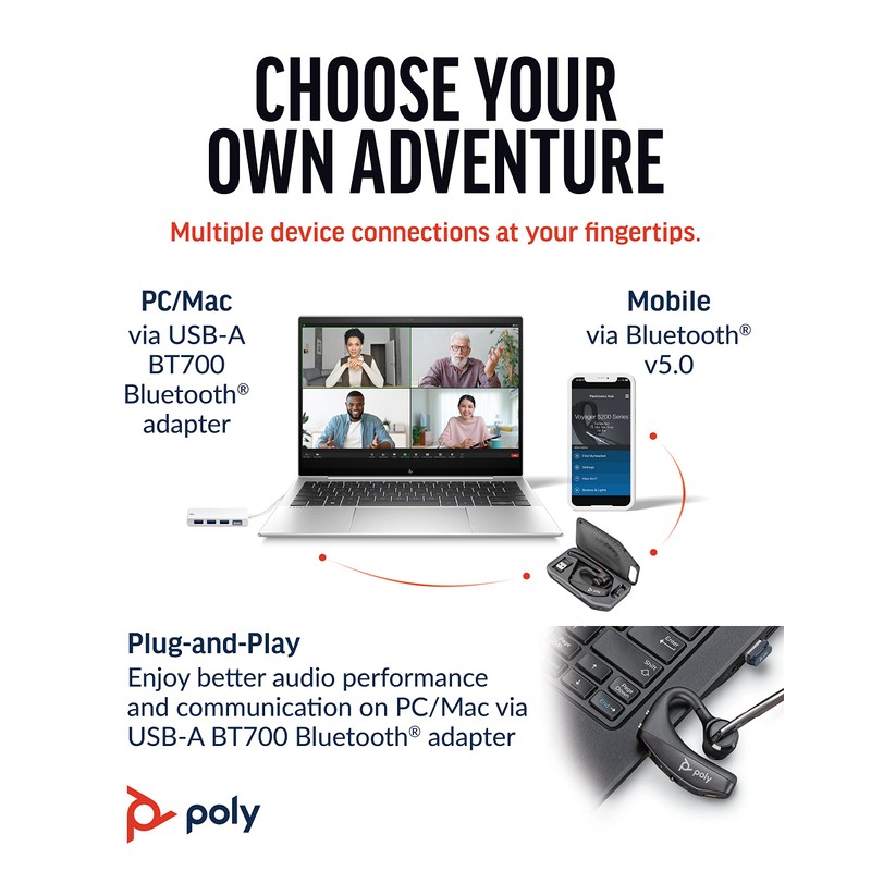 Plantronics VOYAGER-5200-UC (206110-01) Advanced NC Bluetooth Headsets System