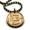 1983 Mexico 20 Centavos coin pendant Olmec colossal heads statue