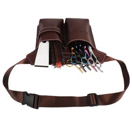 Hair Salon Scissor Storage Waist Bag for HairstylistScissor Pouch for Stylist Tool Belt, Barber Leather Waist Pouch, Professional Hairdressing Tools Storage Holster with Waist Belt (Coffee)
