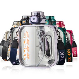 TKK Half Gallon Water Bottle Jug with Straw Large Capacity Plastic Water Bottle Dishwasher Safe 1/2 Gallon 50 Oz Water Bottle Jug BPA Free Tritan for Gym Yoga Travel Camping Outdoor