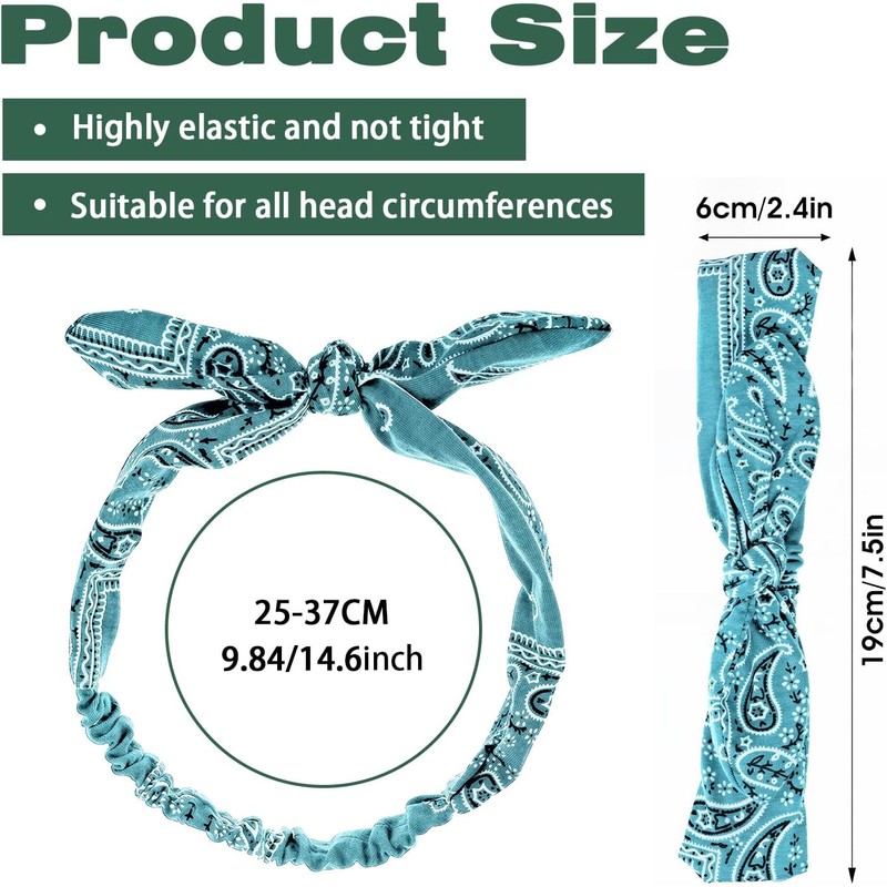 2 diademas elásticas con lazo Bandana elástica retro negro y