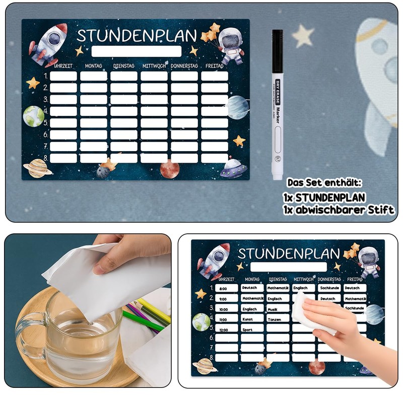 JOYEASE Space timetable wipe clean magnetic including pen - timetable