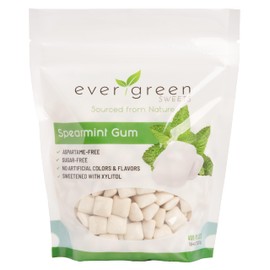 Evergreen Sweets Spearmint Chewing Gum – Made with Xylitol and Stevia - Delicious Non-GMO, Vegan & Keto-Friendly | Tastes Like Mouthwash Candy | Sugar-Free, Aspartame-Free, & Sourced From Natural Ingredients