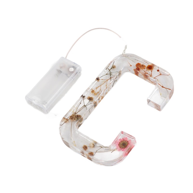 Floral Resin Letter Light Dry Flower and Alphabet Shape LED