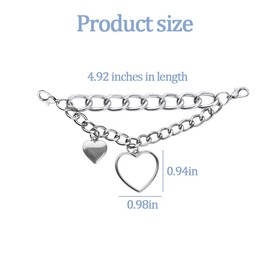 Boot Chains for Women Sneakers Accessories - Shoelace Charms Decoration With Cute Heart Pendant - 2pcs