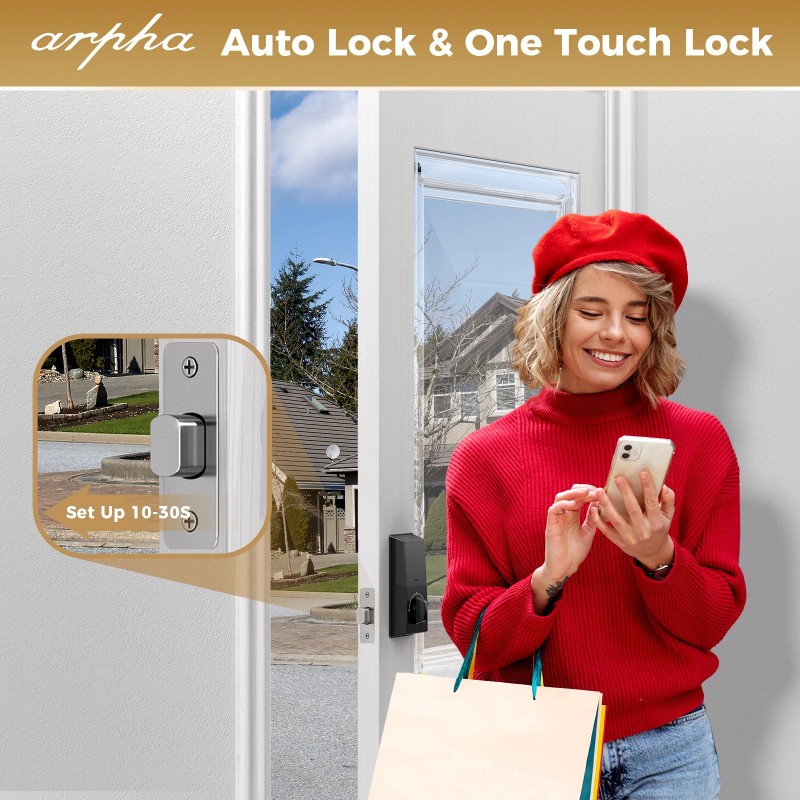 ARPHA Keyless Entry Door Lock 50 Codes AutoLock Keypad Deadbolt