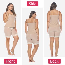 Undersummers Lace Slip Shorts, Shortlette Slip Shorts for Women Under Dress, Thigh Anti Chafing Shorts Women with Full Coverage (2X, Beige)