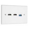 HD Multimedia Interface Ethernet USB Wall Plate 3 Port with