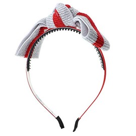 Headband with Elastic Sparkly Striped Bow - Red