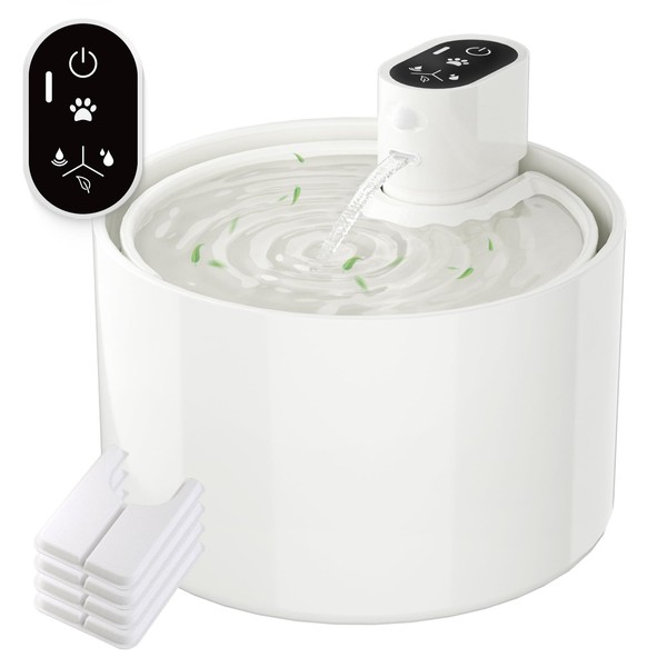 Ceramic Cat Water Fountain,Cat Water Fountain Cordless Automatic with Ultra-Quiet
