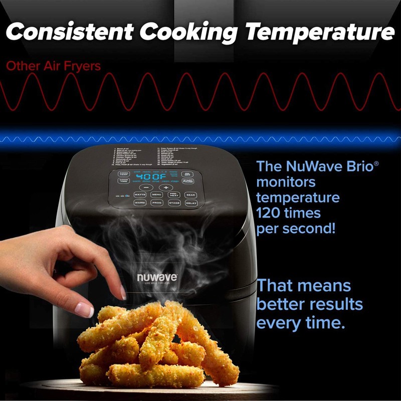 Nuwave 4.5-Qt Brio Air Fryer, 100 Pre-Programmed Recipes & 100