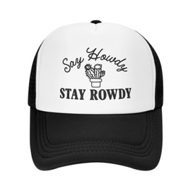 Say Howdy Stay Rowdy Trucker Hat Vintage Funny Country Cowboy Trucker Hats for Women Baseball Cap for Men Women Snapback Hat Black
