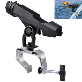 Fishing Boat Rods Holder with Large Clamp Opening Adjustable 360 Degree Power Lock Fishing Pole Rod Racks Folding Holder