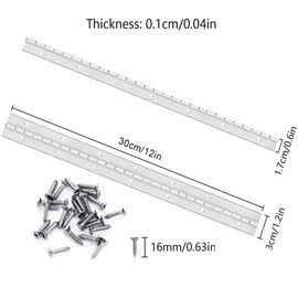 JJiaoLinin Continuous Piano Metal Hinge,3 Pcs 12 Inch Piano Hinge Stainless Steel Long Hinge Furniture Hinge with Holes Heavy Duty Piano Hinge with Holes and Screws for Cabinet Door Window