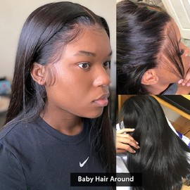 13 x 4 Lace Frontal Closure Real Hair 100% Brazilian Hair Remy Hair Transparent Lace Closure 13 x 4 HD Lace Closure Straight (13 x 4 Straight Lace Frontal Closure, 14 Inches)