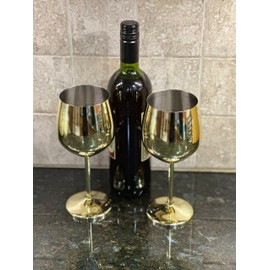 K&K Home Stainless Steel Unbreakable Gold Wine Glasses - oz - Set of 2 Colored, Elegant Metal Wine Goblets - Perfect for Outdoors, Weddings, and Parties - Unique Wine Gifts