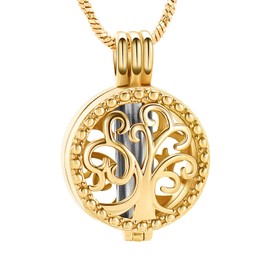 VCCWYQK Cremation Urn Necklace for Ashes Tree of Life with Urn Jar Necklace for Ashes Stainless Steel Jewelry Necklace for Women Men