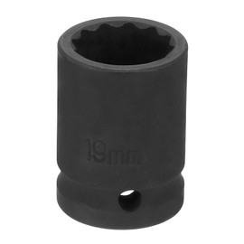 sourcing map 12-Point Impact Socket 1/2 Inch Drive 19mm Metric Cr-V Shallow Impact Socket Nut Driver Wrench for Auto Repair