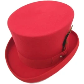 AB Hats Hand Made 100% Wool Satin Lined Top Hat Small to XXL (XLarge (61cm), Red)