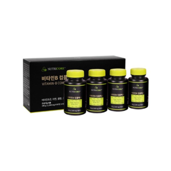 Nutricore Vitamin B Complex 1,000mg x 60 tablets x 4 bottles Contains 8 months&#39; worth of biotin / 뉴트리코어 비타민B 컴플렉스 1,000mg x 60정 x 4병 8개월분 비오틴 함유