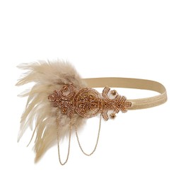 Great Gatsby Headpiece Flapper Headband Elegant Tea Party Flapper Accessories Fascinator Roaring 20s Women Classic 1920s Accessory C39-Champagne