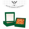 qiqee Green Pastry Box With Window 8x8x2.5 inch Donut Pie