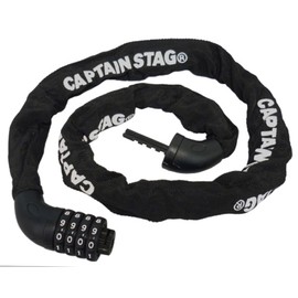 Captain Stag Y-4346 Bicycle Key Lock 4 Dial Chain Lock 4 Digit Cloth Cover Black