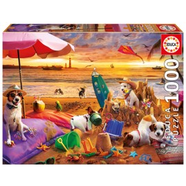 Educa - 1000 Piece Jigsaw Puzzle for Adults | Dogs Playing on the Beach Includes Fix Puzzle Glue Dimensions: 68 x 48 cm. Ages 14 and up (20312)