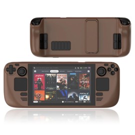 DHASUWT Steam Deck Case, Kickstand Protective Case Compatible with Steam Deck/Steam Deck OLED, Non-Slip Scratches Dust Fingerprints Resistant Protective Shell Steam Deck Accessories (Brown)