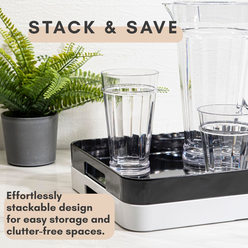 Bzyoo 11.5 x 16 Inch Large Rectangle Stackable Melamine Serving
