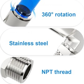Jienk 2Pcs 304 Stainless Steel Male Elbow 1/4" Tube OD x 1/4" NPT Thread Push to Connect Air Fittings,90 Degree Push Lock Pneumatic Connector for Air Compressor Air Horn