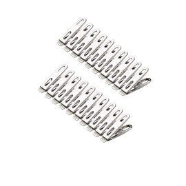 TOMSING 20 Piece Set Clothespins Stainless Steel Strong Anti-Slip Clips Clothes Drying Pants Hanger Clips Rust Resistant (Silver 6.9 oz (20 cm), 2.0 inches (5 cm)