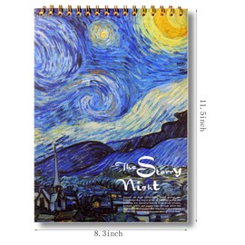 A4 Sketchbook Top Spiral Bound Sketch Pads 1 Pack 60 Sheets (70lbs/100gsm) Acid Free Art Sketchbook Artistic Drawing Painting Writing Paper for Kids Adults Beginners Artists (Starry Sky)