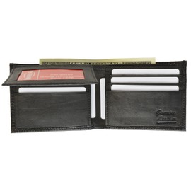 MARSHAL Ostrich Print Cowhide Leather Bifold Wallet with Flip Id window and Credit card Slots