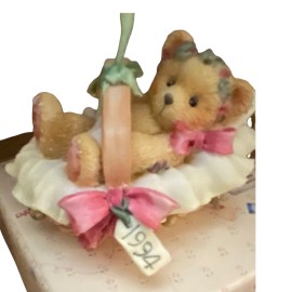 Cherished Teddies Beary Christmas 1994 Baby in Basket Ornament Christmas 617253