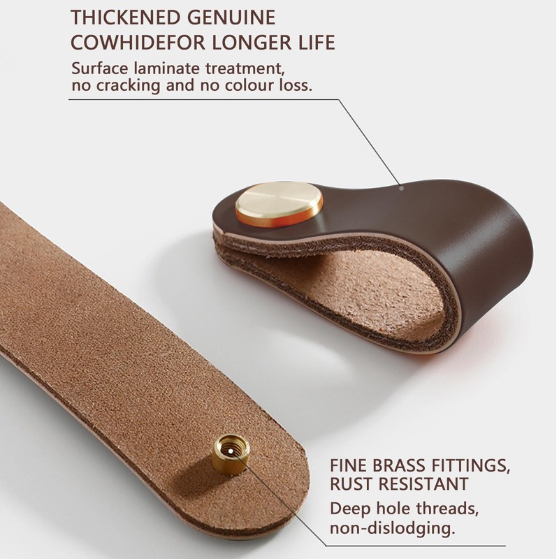 ChenYuehao 4Pcs Soft Leather Cabinet Handle Stable Door Knobs Handles