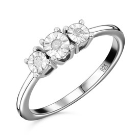 TJC Trilogy Ring Gift for Women Wife Girls Ladies and Mother Size I with Gemstone in Platinum Plated 925 Sterling Silver April Birthstone