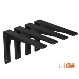 NEODROP 4-Pack 12 Inch Heavy Duty Shelf Brackets, Premium Metal Wall Bracket for Mantel, Countertop Support, Garage Storage Shelves | Floating Shelf Hardware | High Strength Corner Brace