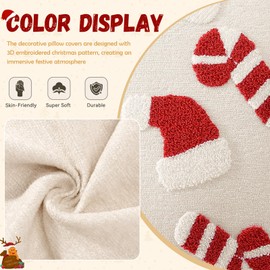 TOMEEK Christmas Cushion Covers Xmas Decorations 45 X 45 cm Christmas Pillow Cases Cushion Cover Sofa Cushions Indoor Home Decor Santa Claus(Candy Canes D,One Size)
