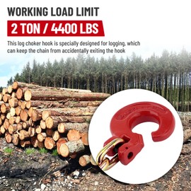 SPARKWHIZ Winch Choker Chain 5/16" x 7ft with Choker Hook w/Steel Probe Stake 14" for Removal of Logs, Load Limit 2 Ton