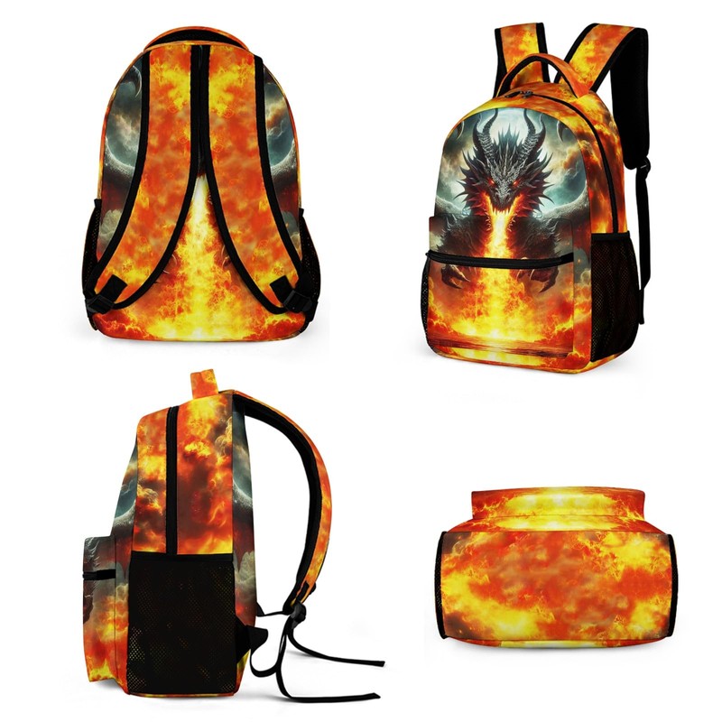 ZCJB-WSRY Cute Dragon School Backpack with Lunch Box & Pencil
