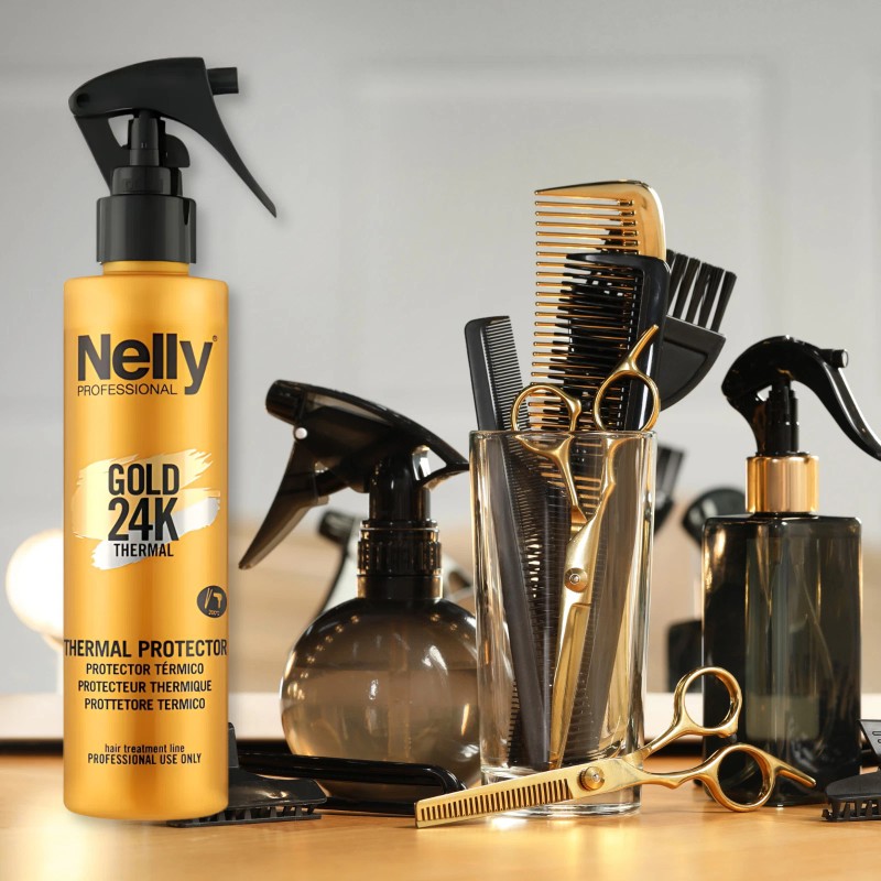 Nelly Gold 24K Thermal Spray – 6.76 oz, Heat Styling